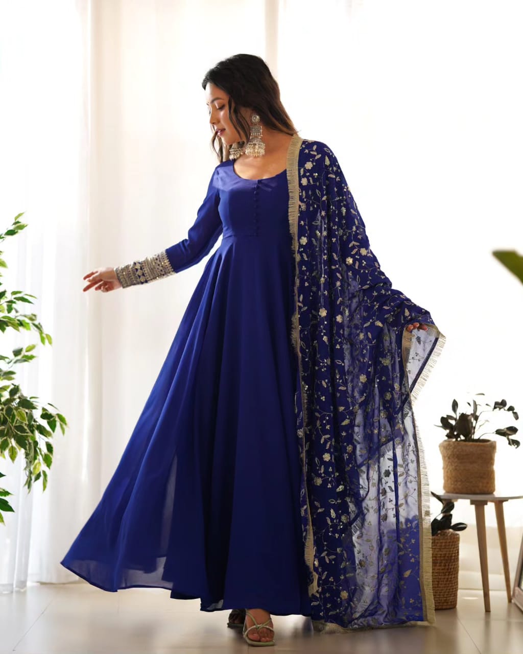 Ami's New Anarkali Gown With Pant-Dupatta Suit Set .