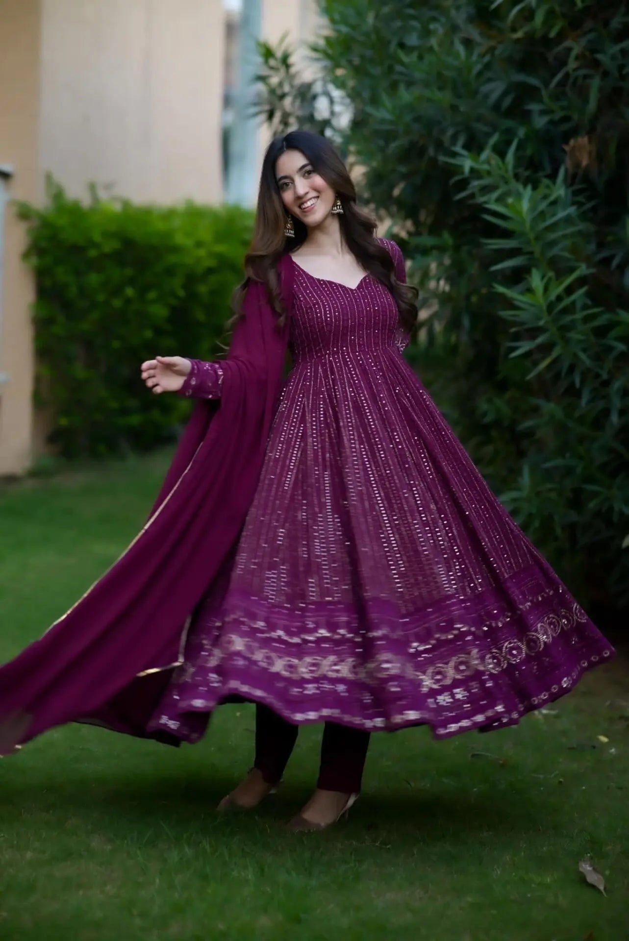 SHREYA'S NEW PURPLE  EMBROIDERED SUIT SET