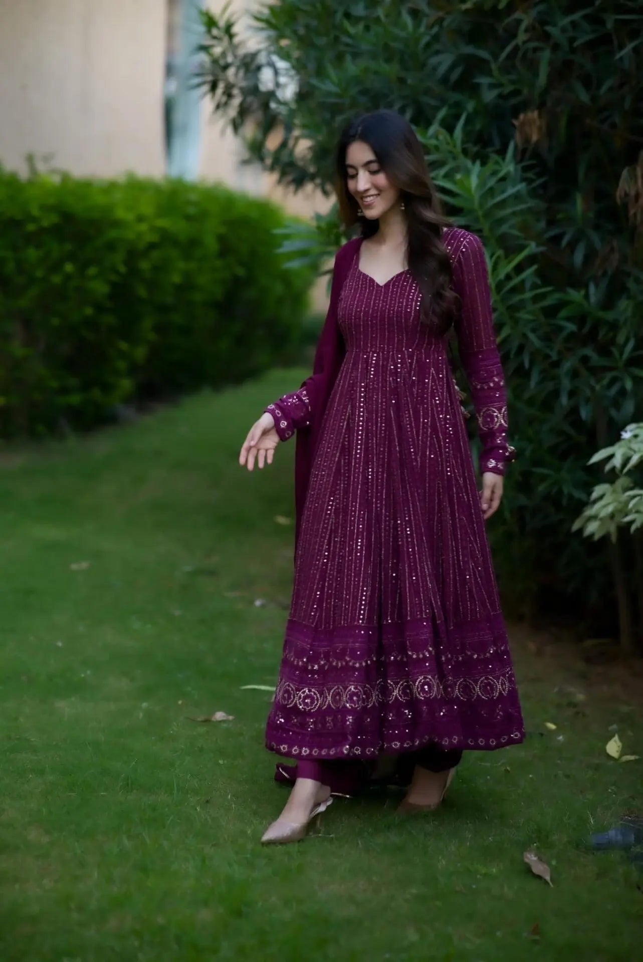 SHREYA'S NEW PURPLE  EMBROIDERED SUIT SET