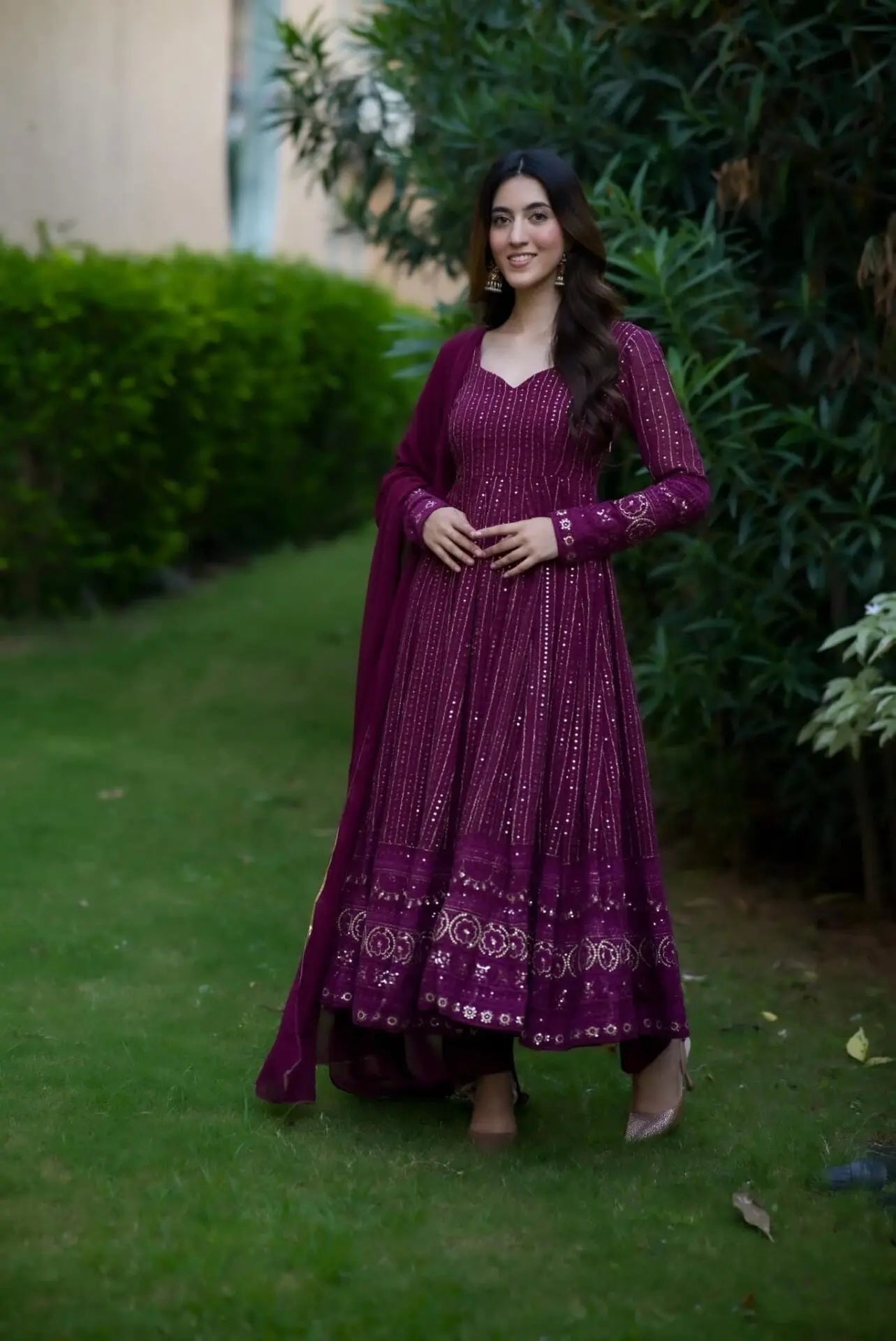 SHREYA'S NEW PURPLE  EMBROIDERED SUIT SET