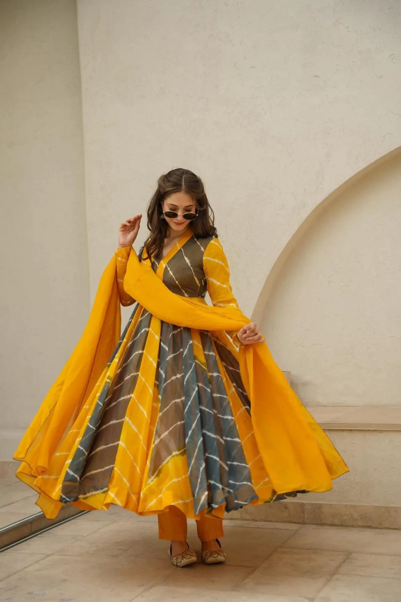 aaniya's mustard and black suit