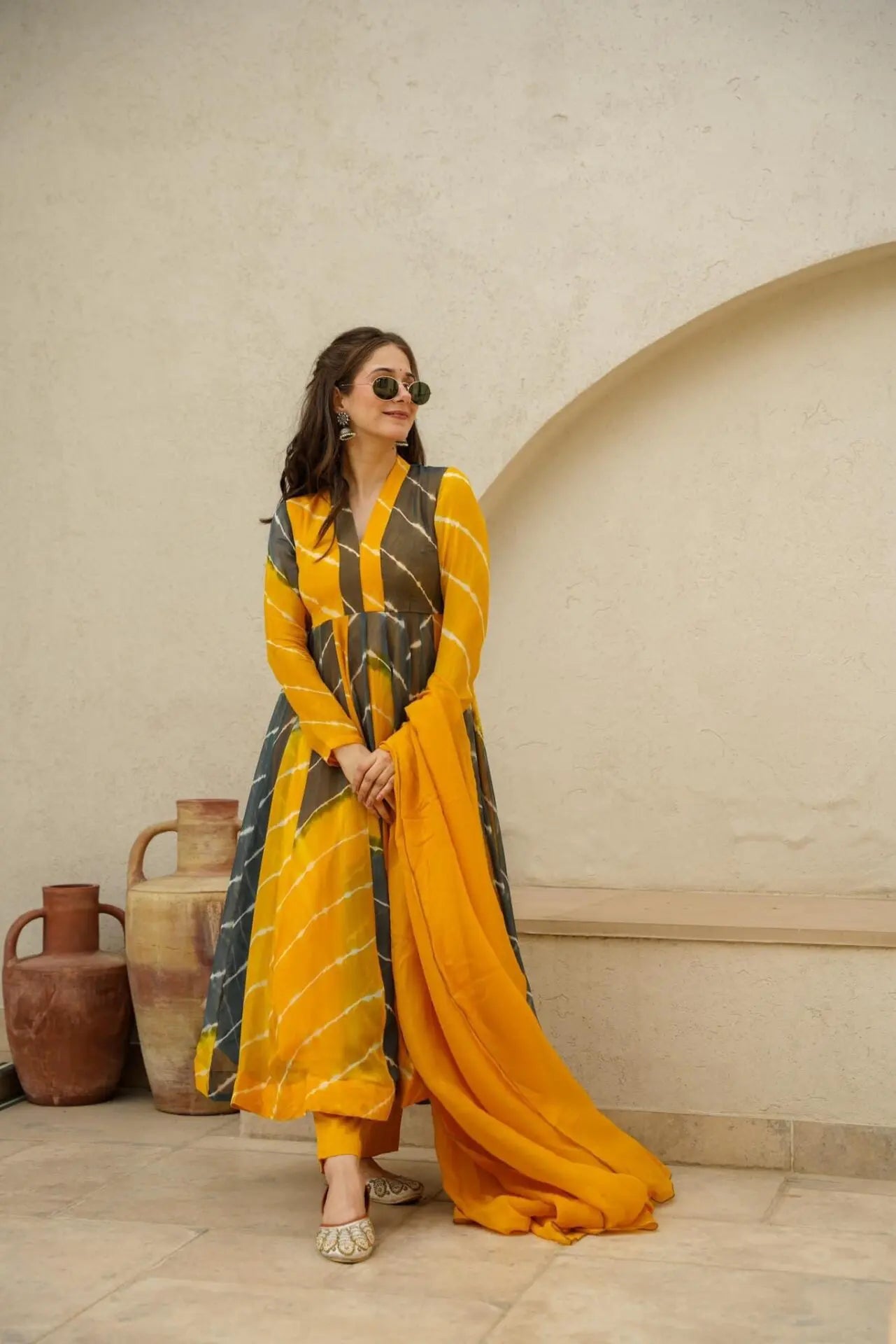 aaniya's mustard and black suit