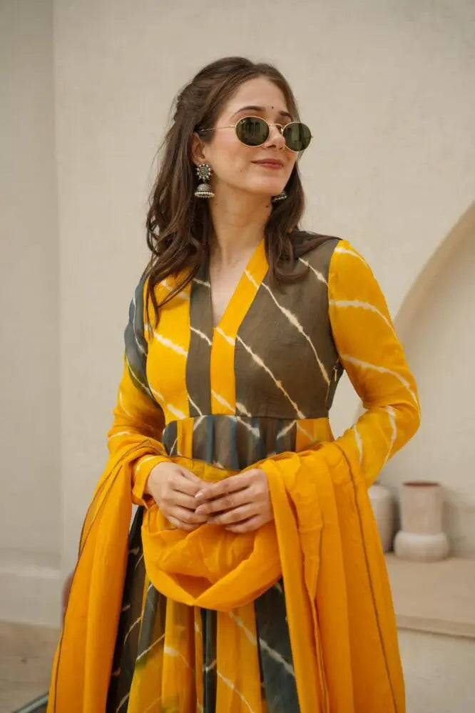 aaniya's mustard and black suit