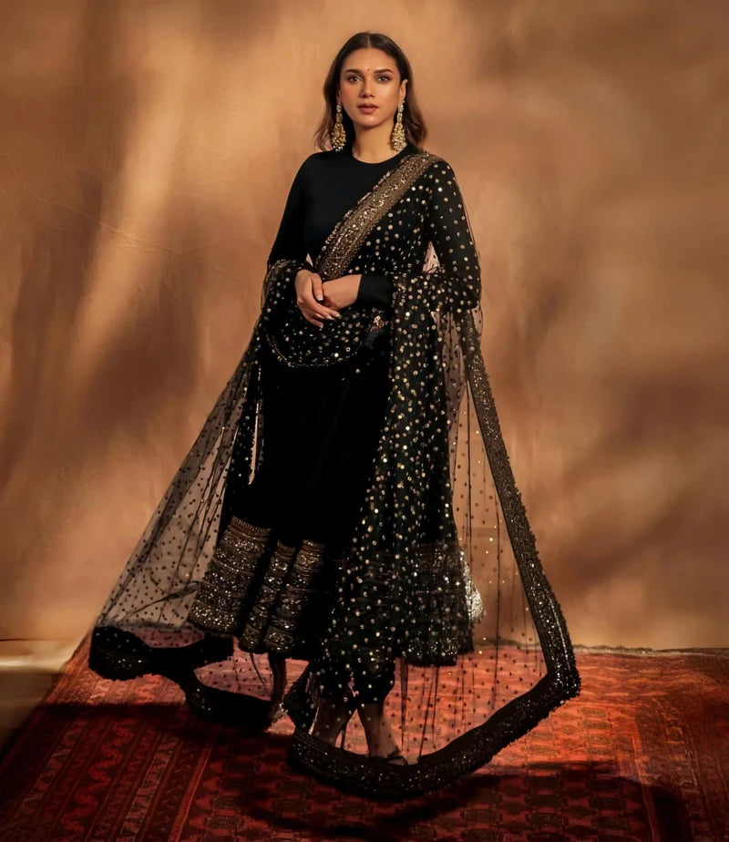 Aditi Premium Black Anarkali Suit Set
