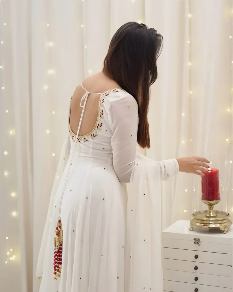 Traditional White Anarkali Suit