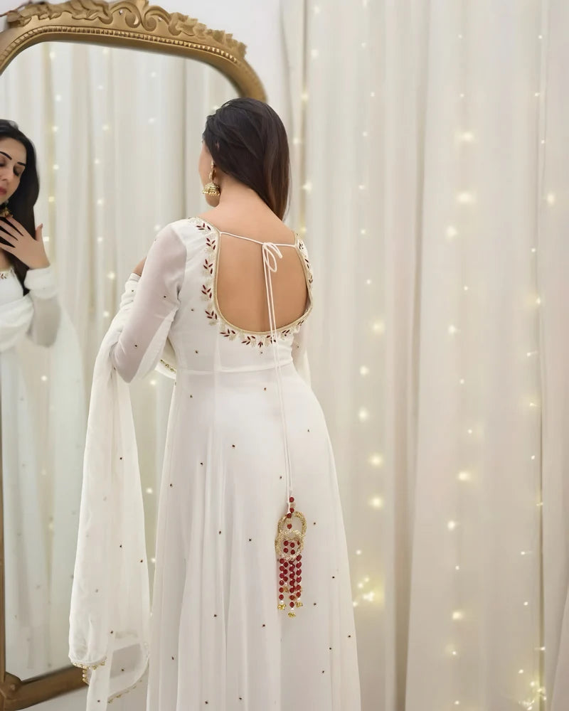 Traditional White Anarkali Suit