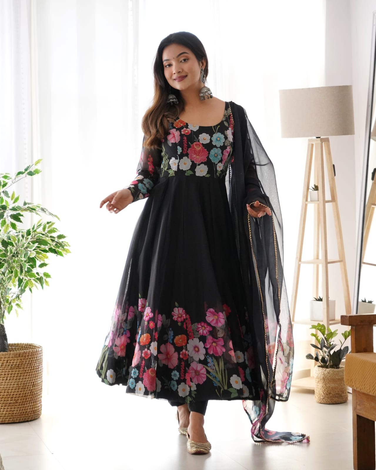 Mansi's New Black Color Anarkali Suit Set .