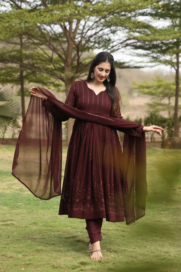 Darry's New Coffee Color Anarkali Suit Sut .