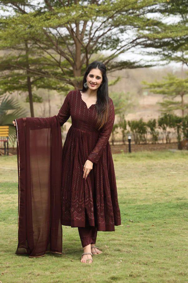 Darry's New Coffee Color Anarkali Suit Sut .