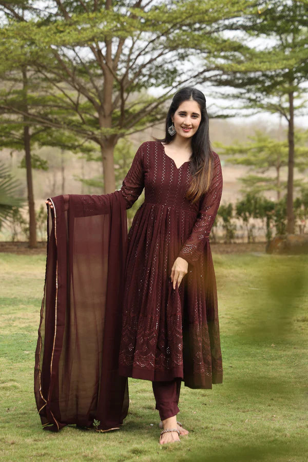 Darry's New Coffee Color Anarkali Suit Sut .