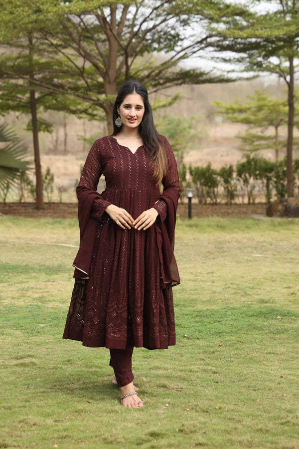 Darry's New Coffee Color Anarkali Suit Sut .