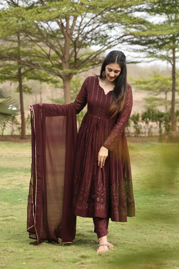 Darry's New Coffee Color Anarkali Suit Sut .