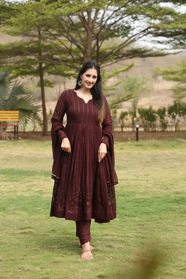 Darry's New Coffee Color Anarkali Suit Sut .