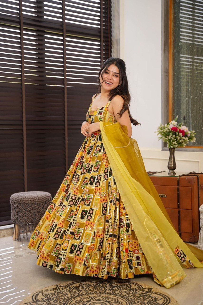 Diya's New Design Printed Anarkali Suit Set .