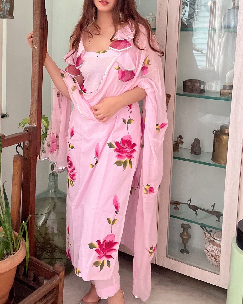 New Pink Color Kurti Pant With Dupatta Suit Set